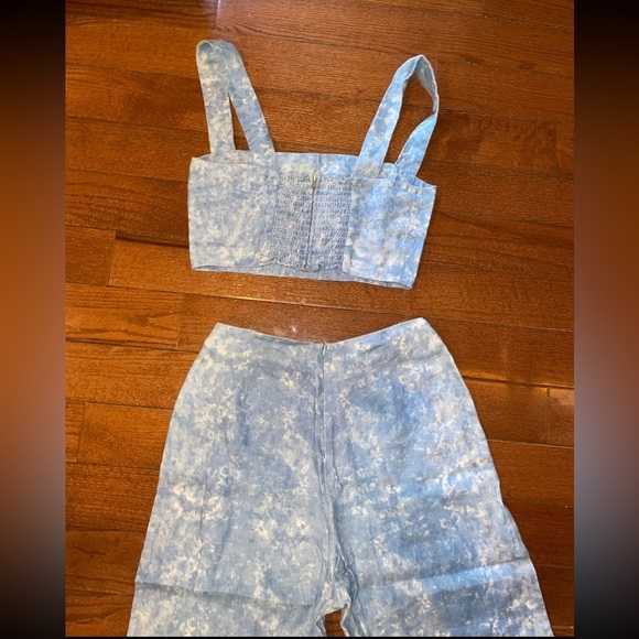 New! Reformation Mara 2–Piece Set Tie Dye Linen Cropped Top & Wide Leg 🩵 size 4 - Picture 12 of 16